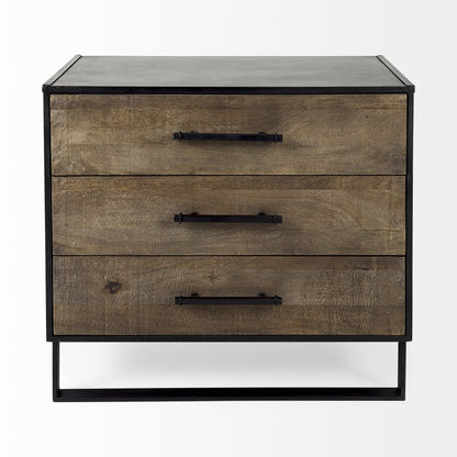 20" Black Accent Cabinet With Three Drawers