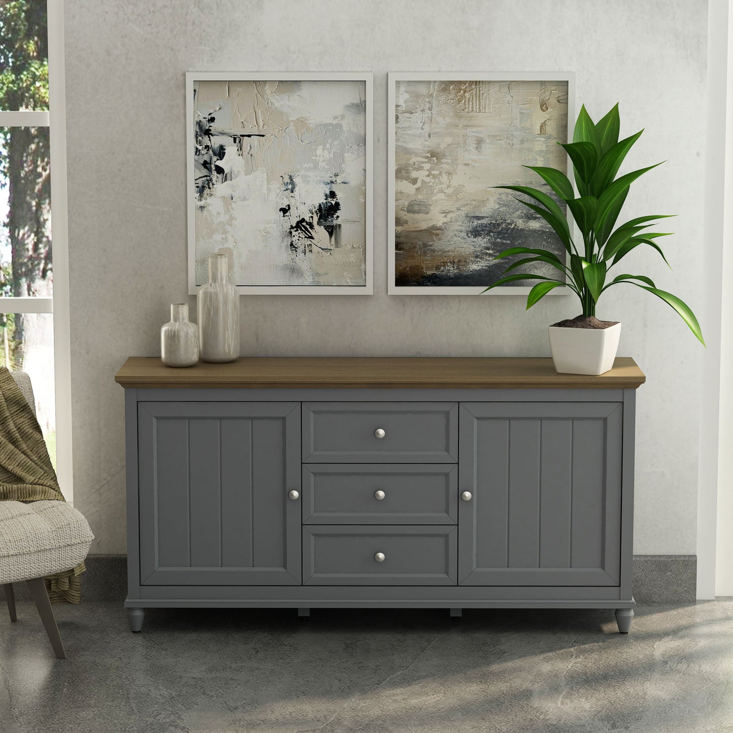 Chenon Sideboard - Grey & Brown