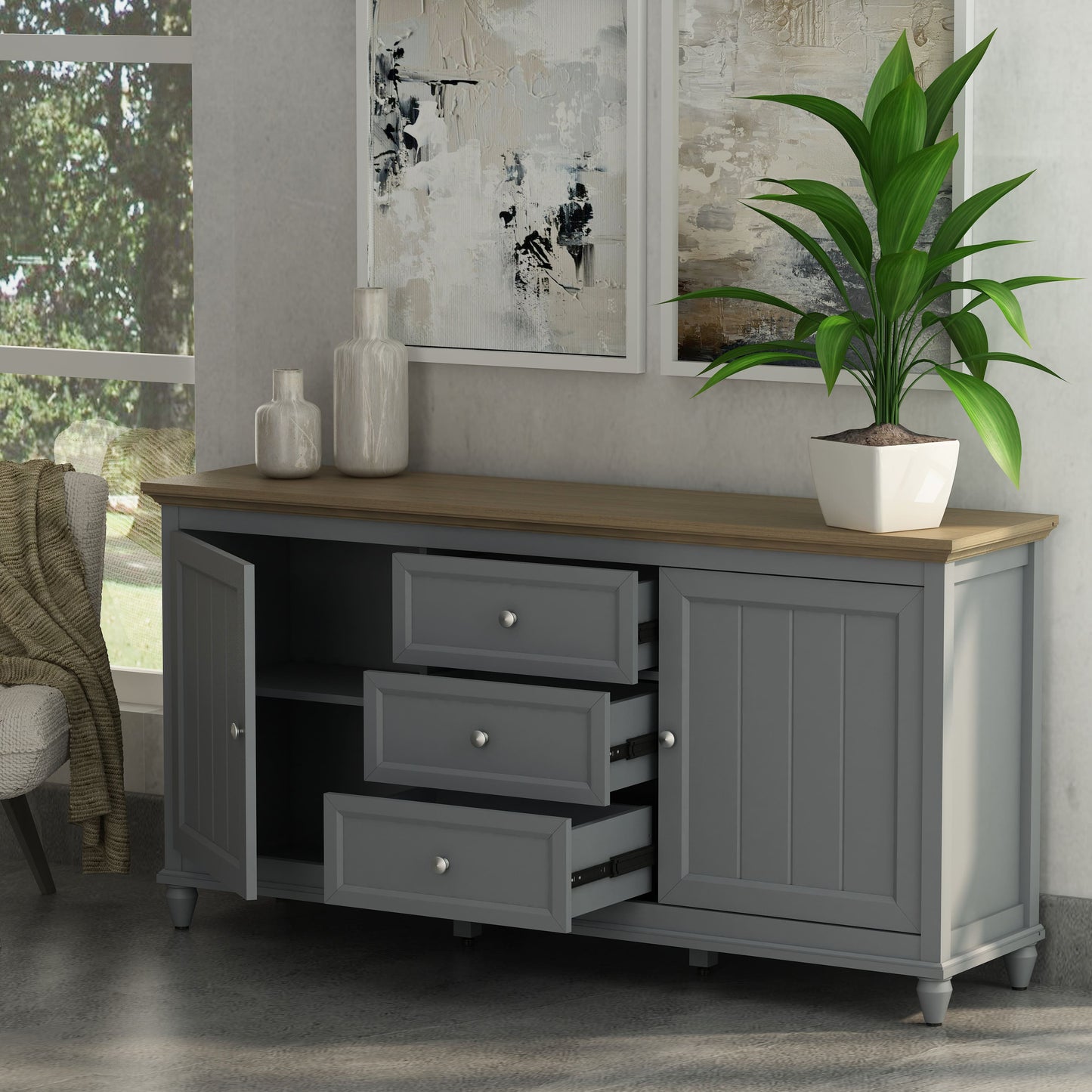 Chenon Sideboard - Grey & Brown