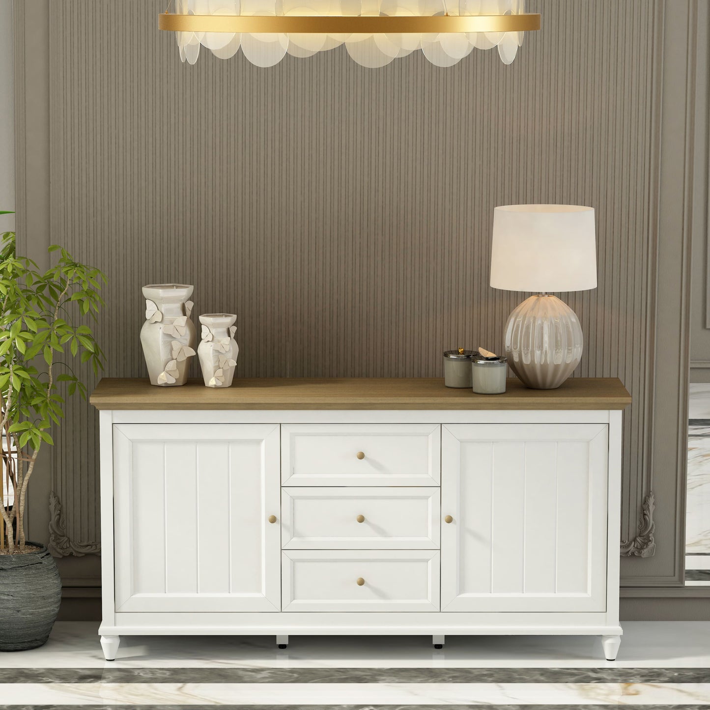 Chenon Sideboard – White & Brown